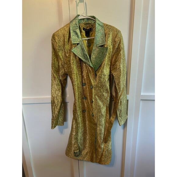 Duro Olowu Gold and Turqoise Trench Coat Large NWT - Picture 4 of 9